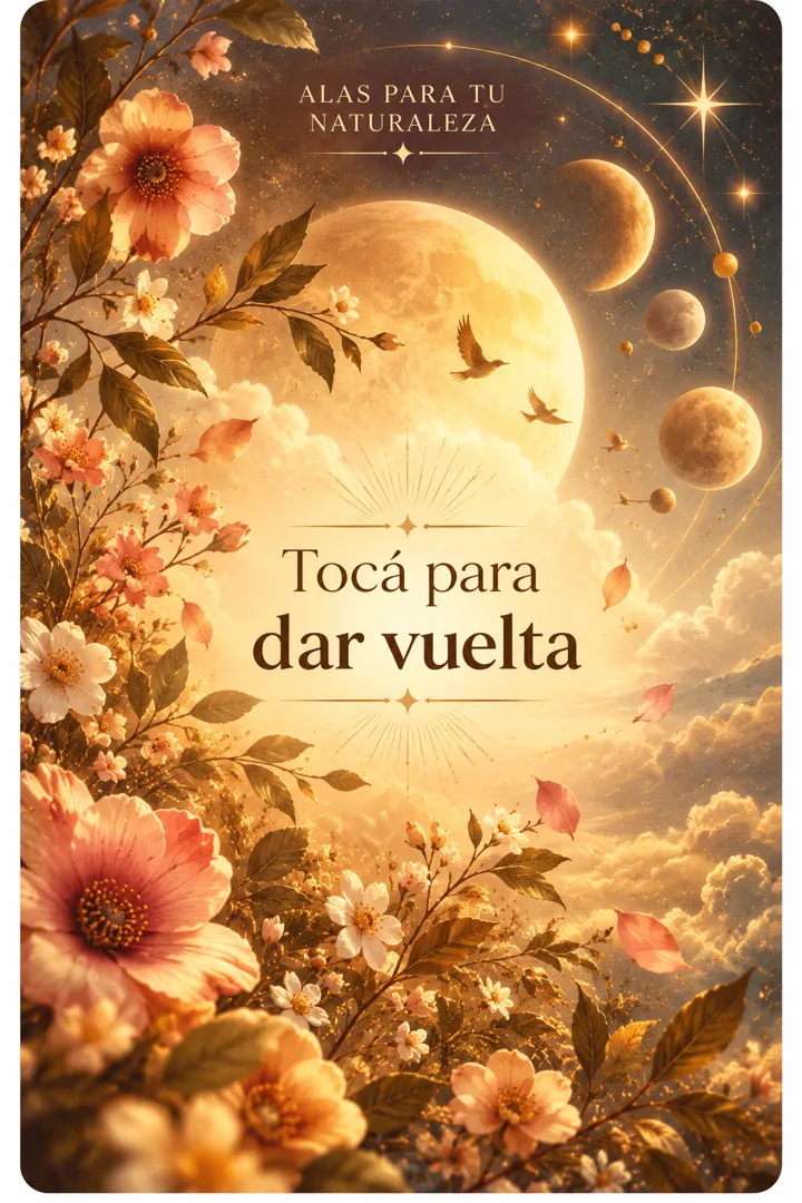 Dorso de la carta: Alas para tu Naturaleza. Tocá para dar vuelta.